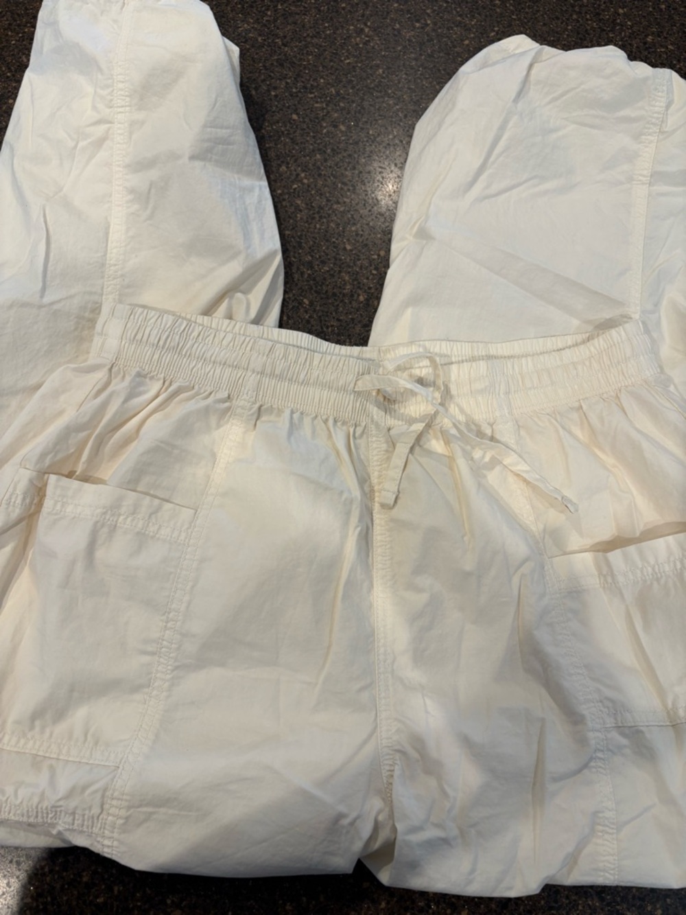 aerie Cream Drawstring Cargo Jogger Jeans